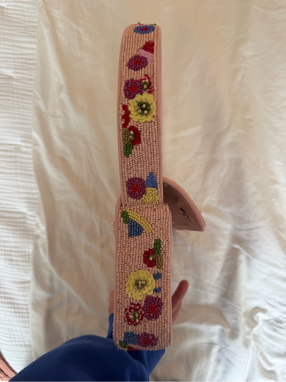 STAUD Tommy Pink Floral Beaded Shoulder Bag - Picture 11 of 11